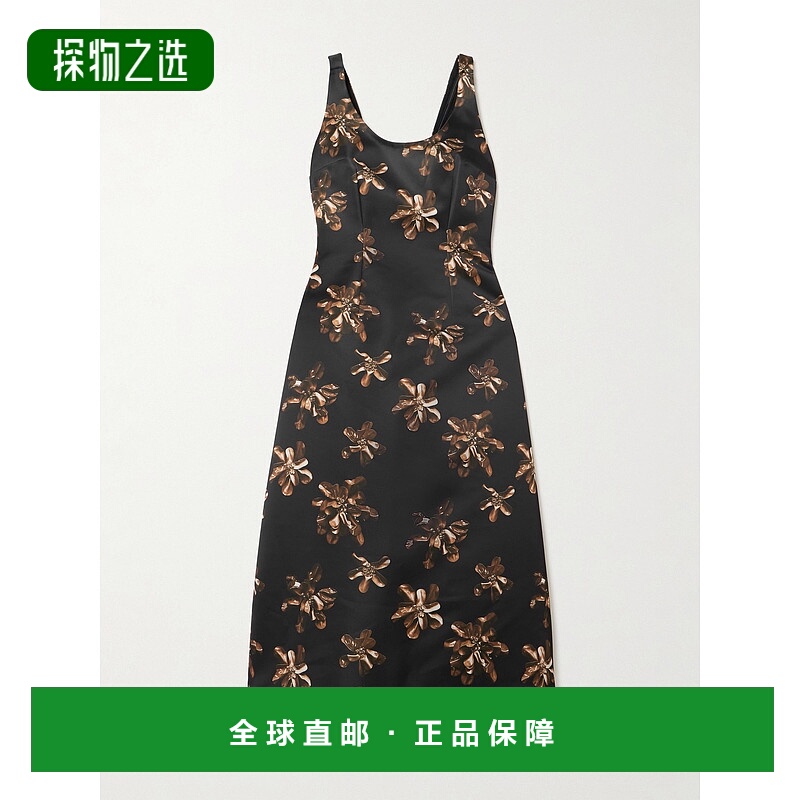 1h可退 香港直邮EMILIA WICKSTEAD 女士 Tippi 印花缎面中长连衣