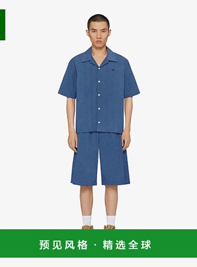 香港直邮Givenchy 徽标短袖牛仔衬衫 BM61101YGH男装