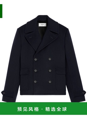 香港直邮CELINE 男士外套 RM03T943C07DN AW2025 蓝色 厚呢短大衣