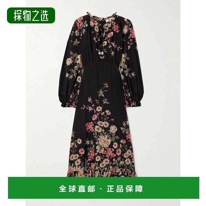 香港直邮SEA 海洋 女士 Jolie 荷叶边印花双绉中长连衣裙 AW25048