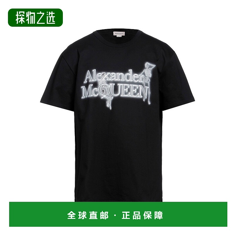 香港直邮mcqueen 亚历山大·麦昆 男士 T恤 black黑色 舒适时尚