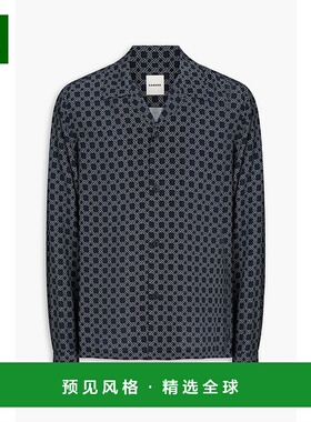 香港直邮Sandro 男士 印花绉纱衬衫 SHPCM01172MARINE