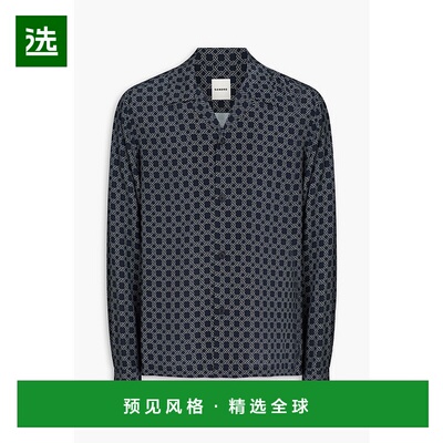 香港直邮Sandro 男士 印花绉纱衬衫 SHPCM01172MARINE