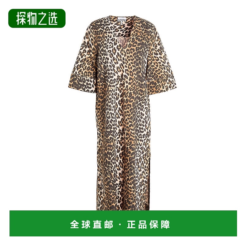 香港直邮GANNI 甘尼 女士 中长连衣裙 beige米色 舒适时尚