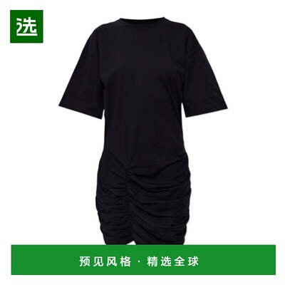 香港直邮BALMAIN 女士T恤 GF1R7435BD39EAB SS2026 黑色 褶皱连衣