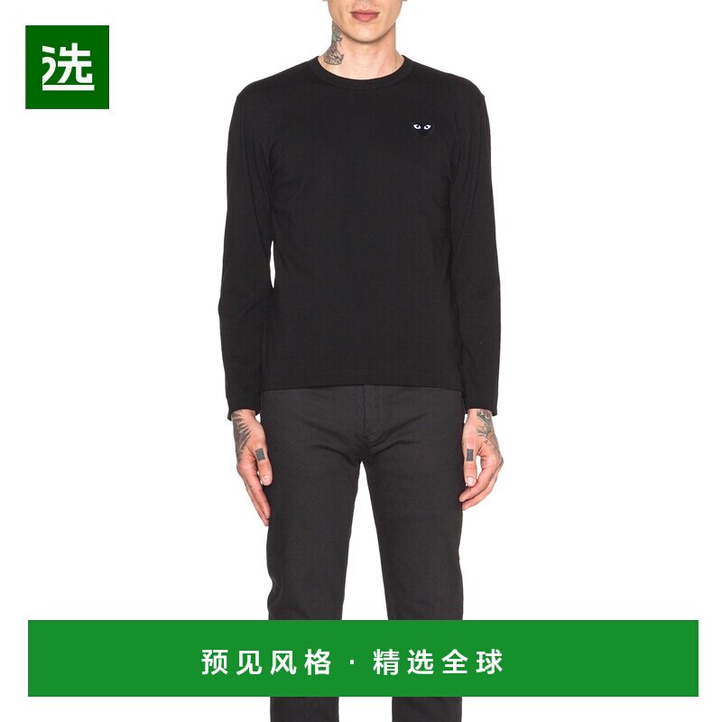 1h可退 香港直邮comme des garcons play 男士 黑色徽标棉质长袖T