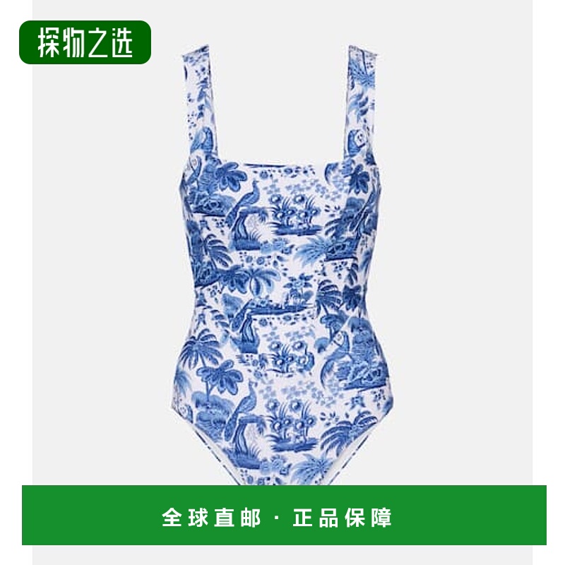 1h可退 香港直邮Staud 女士 Adelaide 印花束腰泳衣 white白色 舒