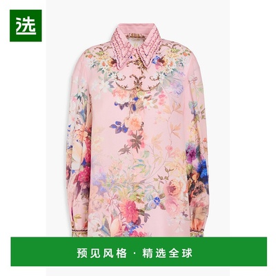 1h可退 香港直邮camilla and marc 女士 精饰印花真丝双绉衫 0002