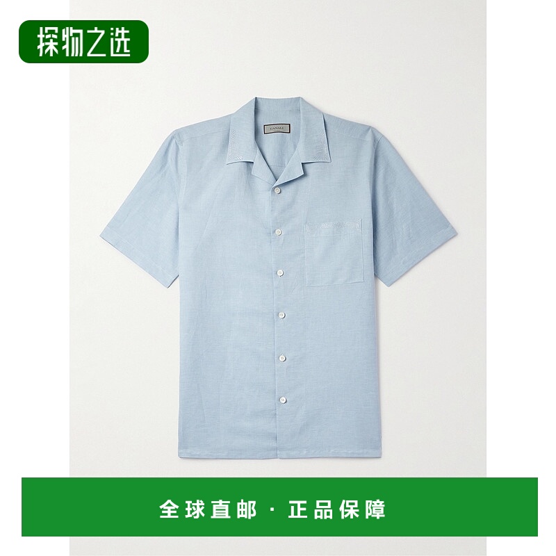 香港直邮Canali 康钠丽 男士 亚麻棉混纺衬衫 GL03647CSM305R401