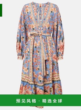 香港直邮FARM RIO 女士 Superbloom 织锦印花中长连衣裙