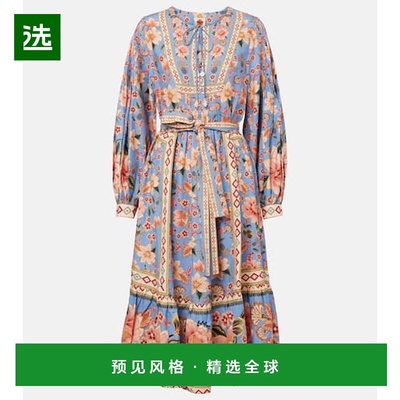 香港直邮FARM RIO 女士 Superbloom 织锦印花中长连衣裙