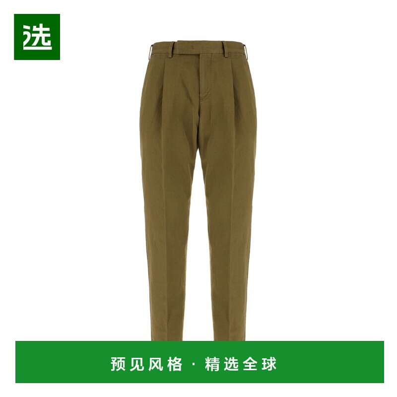 1h可退 香港直邮PT 男士 军装风绿色棉混纺长裤 CORLZAZ40FWD0445