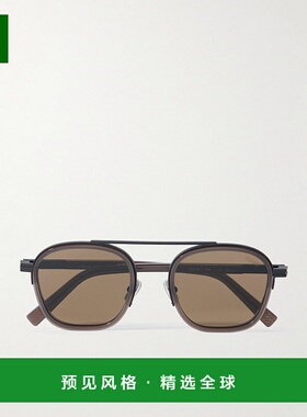 1h可退 香港直邮Zegna 杰尼亚 男士 飞行员金属醋纤太阳眼镜 EZ02
