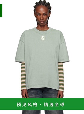 1h可退 香港直邮Acne Studios 艾克妮 女士 绿色徽标 T 恤 CL0360