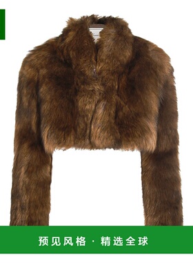 1h可退 香港直邮Blumarine 蓝色情人 女士 棕色皮草夹克 A522L082