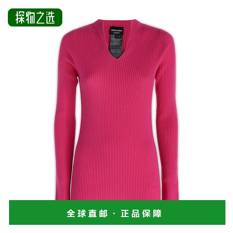 香港直邮armani 阿玛尼 女士 Giorgio V領羅紋針織套頭衫 3RAM04A