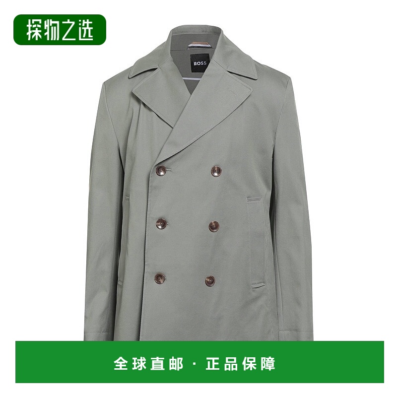 香港直邮BOSS 波士 男士 双排扣大衣 green绿色 舒适时尚男装