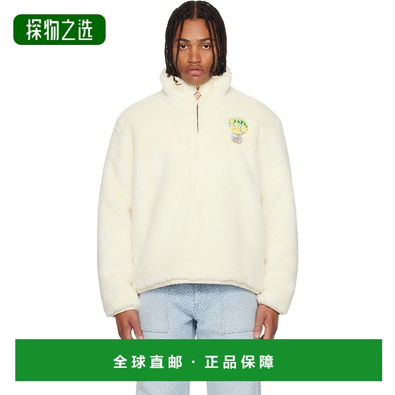 香港直邮Casablanca 男士 灰白色 Tennis Mascot Quarter Zip 人