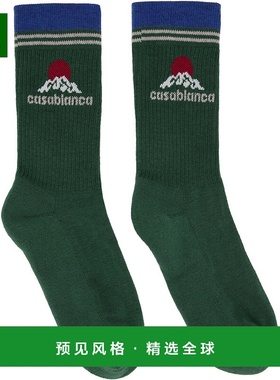 1h可退 香港直邮Casablanca 男士 绿色 Montagne 中筒袜 APF25ACC