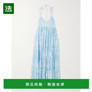 1h可退 香港直邮Erdem 女士 褶皱马德拉刺绣府绸中长连衣裙 PF25D