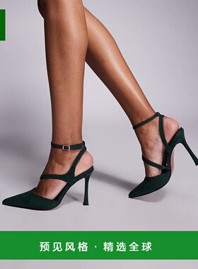 1h可退 香港直邮ASOS 女士 Past suedette 设计高跟森林绿鞋