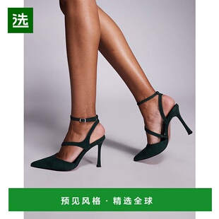 香港直邮ASOS 设计高跟森林绿鞋 女士 suedette Past 1h可退