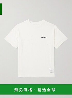 香港直邮Satisfy 男士 MothTech™ 徽标印花磨破棉针织T恤 11006OW