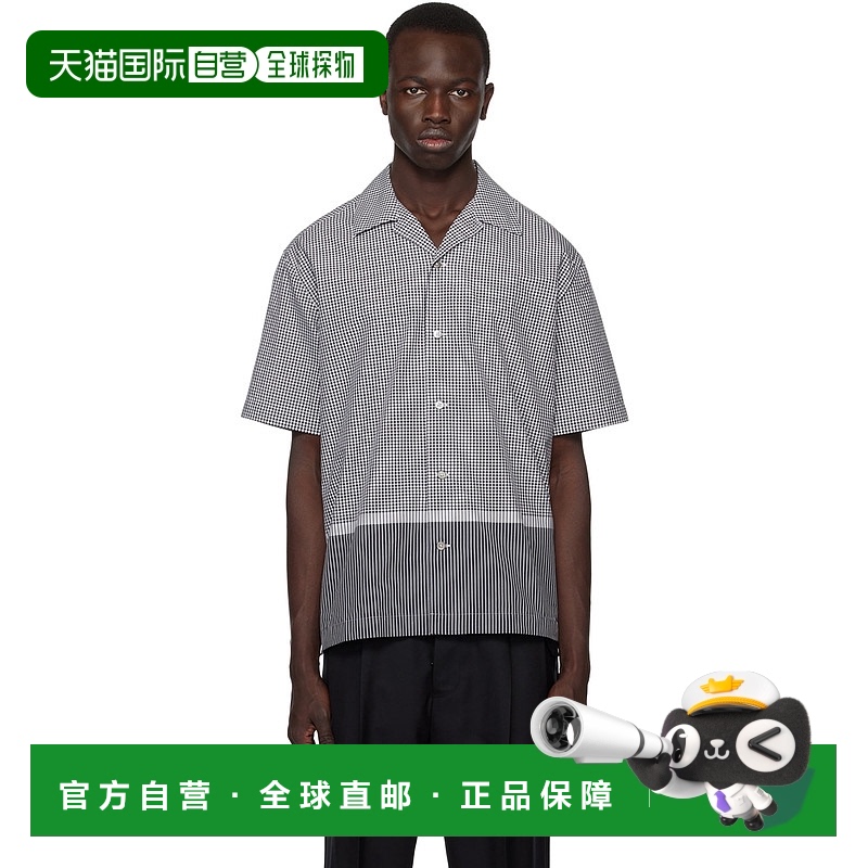 1h可退 香港直邮Dunhill 登喜路 男士 黑色 & 白色格纹衬衫 DU23R
