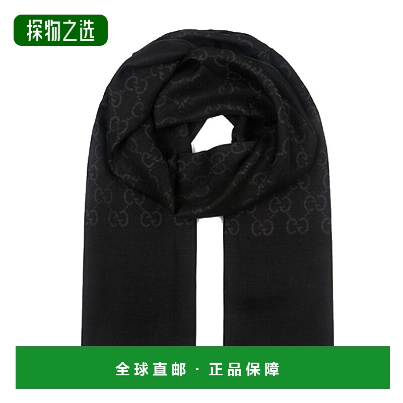香港直邮Gucci古驰羊毛真丝围巾春秋薄款披肩男女同款简约百搭