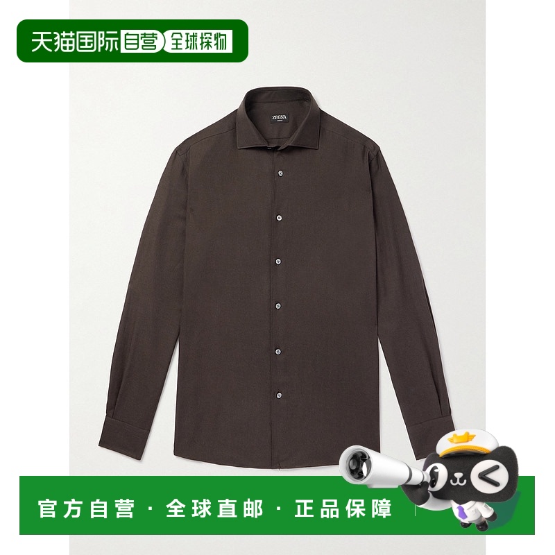 1h可退 香港直邮Zegna 杰尼亚 男士 棉质羊绒混纺衬衫 UGX44A2SRF