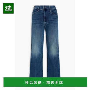 1h可退 香港直邮mother denim 女士 Hustler 卷边褪色设计高腰阔