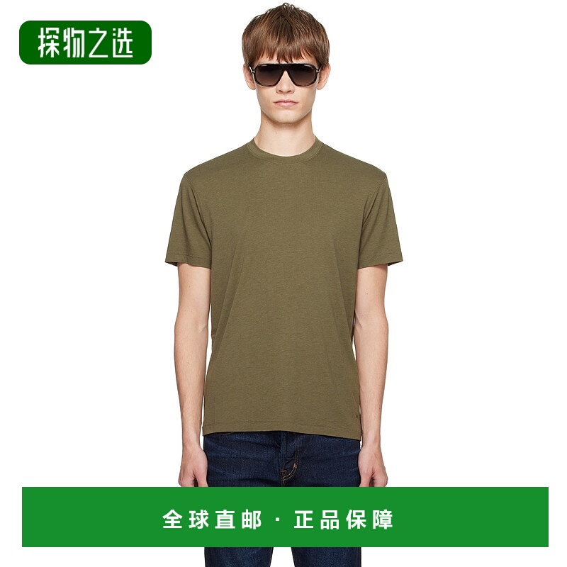香港直邮Tom Ford 汤姆·福特 男士 卡其色 Lyocell Cotton Crewn