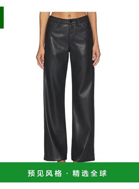 1h可退 香港直邮enza costa 女士 皮革直筒裤 LM4344 black黑色