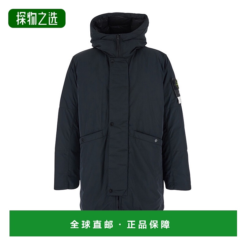 香港直邮Stone Island 石头岛 男士 黑色连帽拉链徽标拼缀袖高科