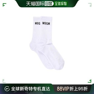 3141MDS03 香港直邮MSGM logo印花罗纹针织袜子