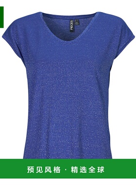 欧洲直邮Pieces 女士 PCBILLO TEE LUREX STRIPES 短袖T恤 蓝色