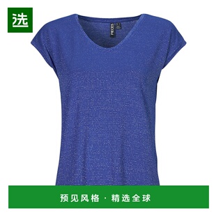 欧洲直邮Pieces 女士 PCBILLO TEE LUREX STRIPES 短袖T恤 蓝色