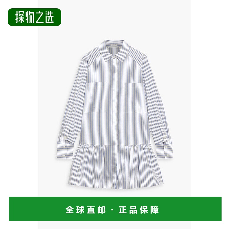 1h可退 香港直邮Simkhai 女士 Polina 条纹棉质牛津迷你衬衫式连