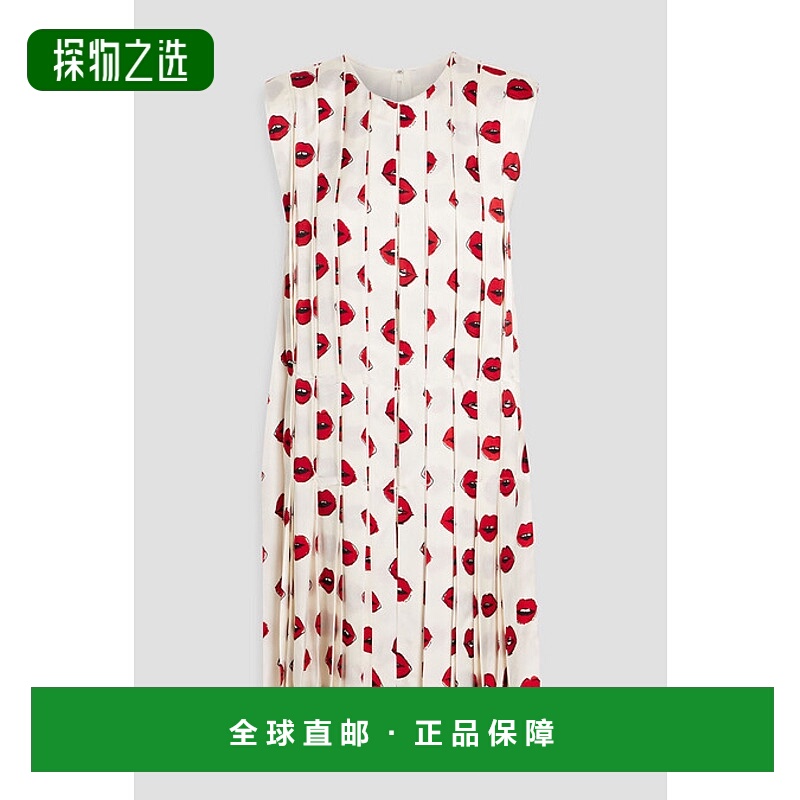 香港直邮KHAITE 女士 Blaz cupro-satin 褶裥印花连衣裙 53634076