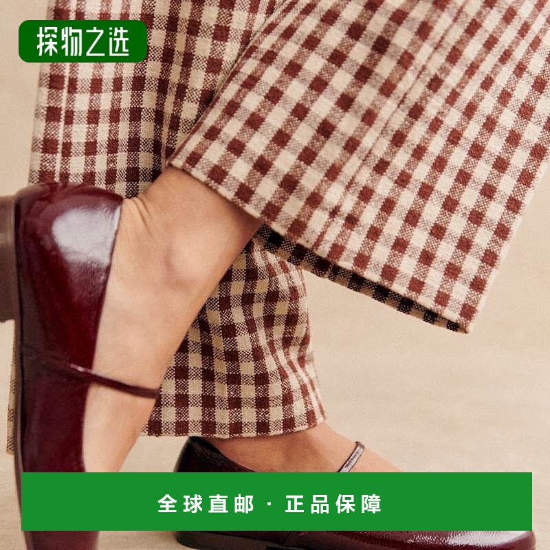 欧洲直邮Sezane 女士紫色牛皮芭蕾舞鞋新款