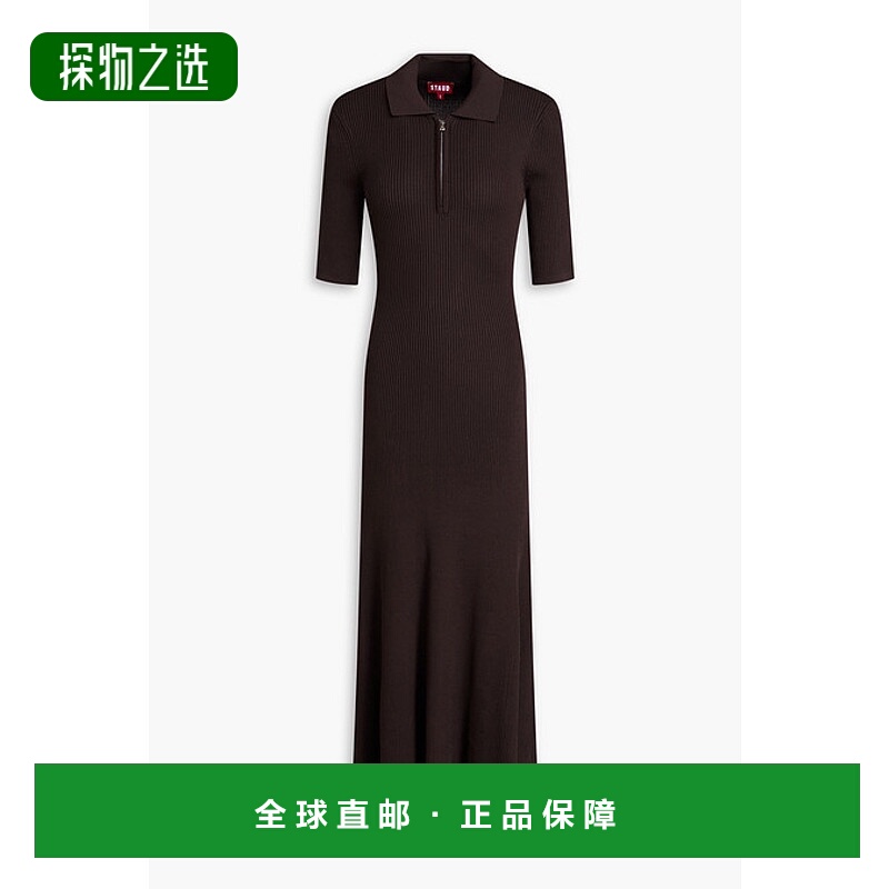 香港直邮Staud 女士 Roland 罗纹针织中长连衣裙 R24F2179VNEARTH