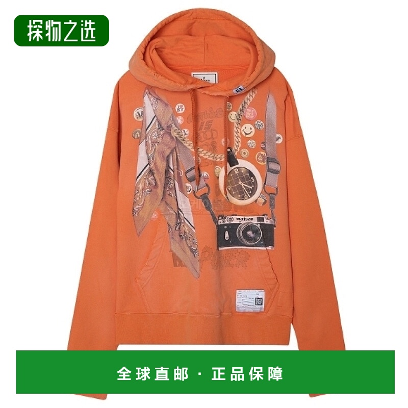 韩国直邮MIHARA YASUHIRO A10HD621连帽橙色卫衣长袖拉链衫