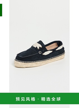 1h可退 香港直邮manebi 女士 船鞋帆布面凉鞋 blue蓝色 舒适时尚
