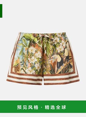 1h可退 香港直邮ALÉMAIS 女士 Toucan Tango 印花亚麻短裤