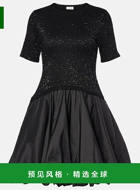 1h可退 香港直邮Simkhai 女士 Kenz 荷叶边塔夫绸迷你连衣裙