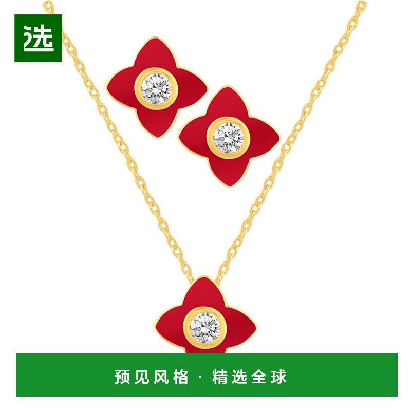 【美国直邮】Macy's|水晶珐琅项链和耳环套装，2 件套