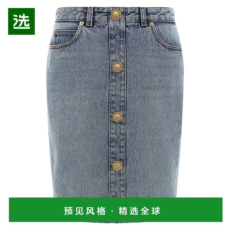1h可退 香港直邮Balmain 巴尔曼 女士 牛仔半身裙 FF0LC267DF97