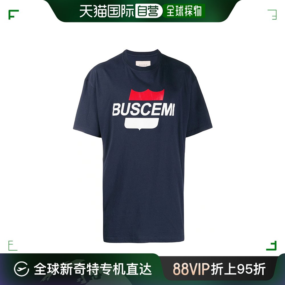 香港直发BUSCEMI男士海军蓝印花徽标短袖圆领T恤舒适BMW19243