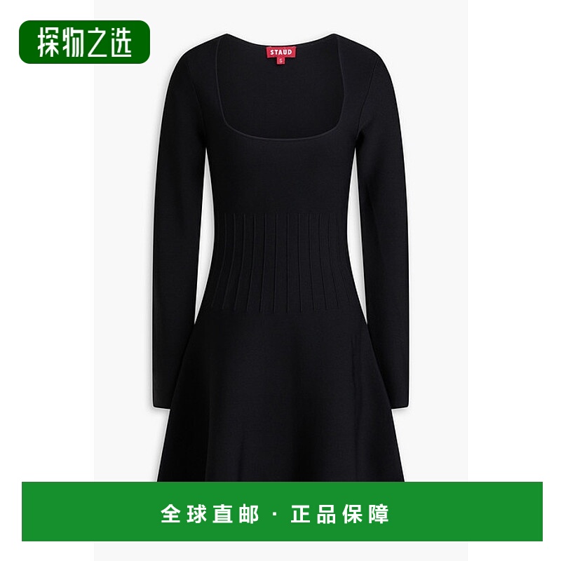 香港直邮Staud 女士 Deora 弹性针织迷你连衣裙 45420120BLK