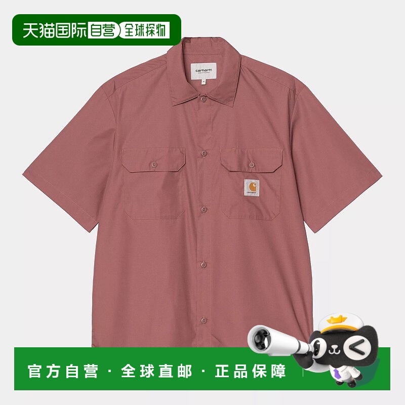 自营欧洲直邮Carhartt Wip 男士粉色涤纶/棉短袖衬衫